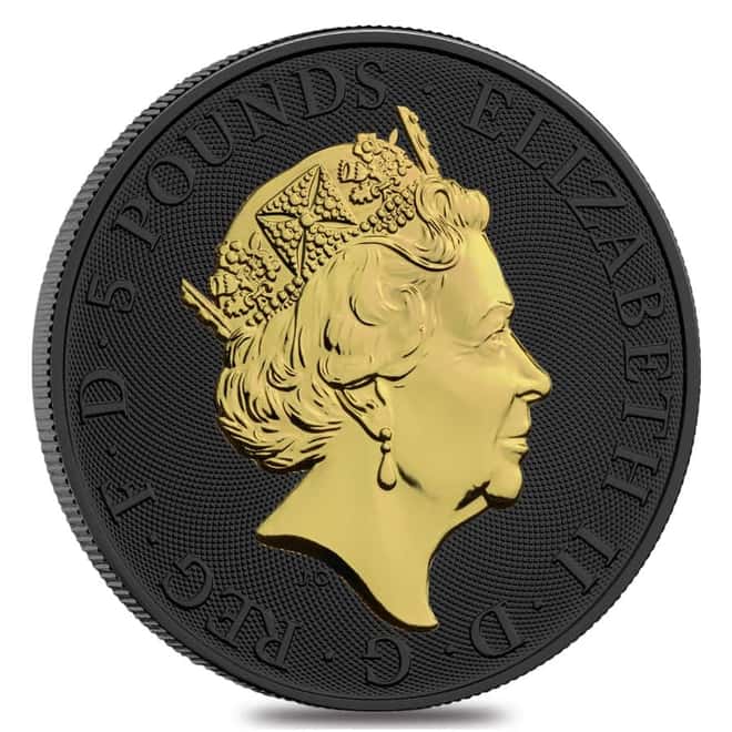 2020 Great Britain 2 oz Silver Queen's Beasts White Horse of Hanover Coin .9999 Fine Black Ruthenium 24K Gold Edition (w/Box & COA)