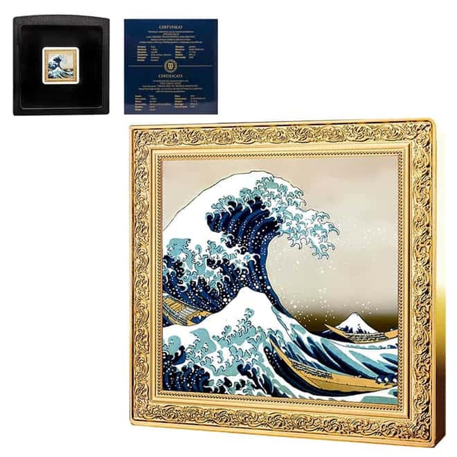 2020 Niue 1 oz Colorized Silver The Great Wave Hokusai Katsushika Coin (w/Box & COA)
