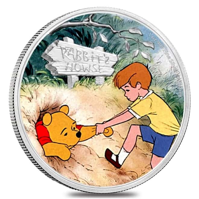 2021 Niue 1 oz Colorized Silver Winnie & Christopher Robin - Winnie the Pooh Coin (w/Box & COA)