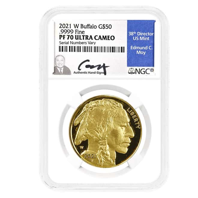 2021-W 1 oz $50 Proof Gold American Buffalo NGC PF 70 UCAM (Edmund C. Moy)