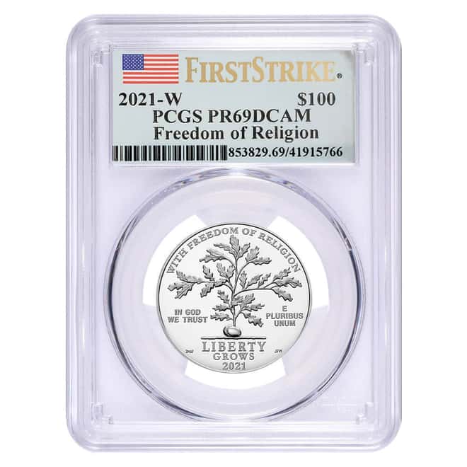 2021-W 1 oz Proof Platinum American Eagle Freedom of Religion PCGS PF 69 DCAM FS