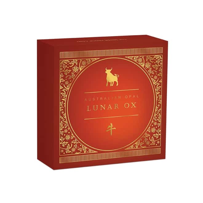 2021 1 oz Proof Silver Lunar Year of the Ox Opal Coin Australian Perth Mint (w/Box & COA)