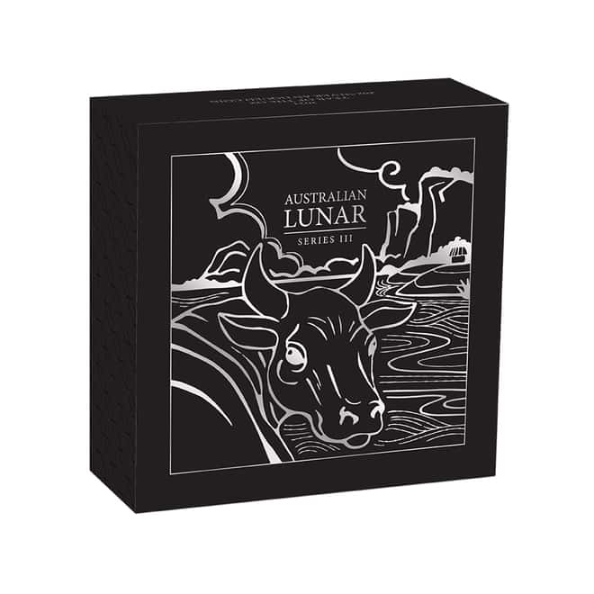 2021 2 oz Antiqued Silver Lunar Year of The Ox Australian Perth Mint (w/Box & COA)