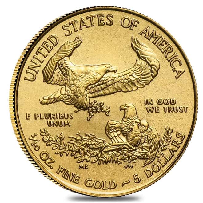 2021 1/10 oz Gold American Eagle $5 Coin BU