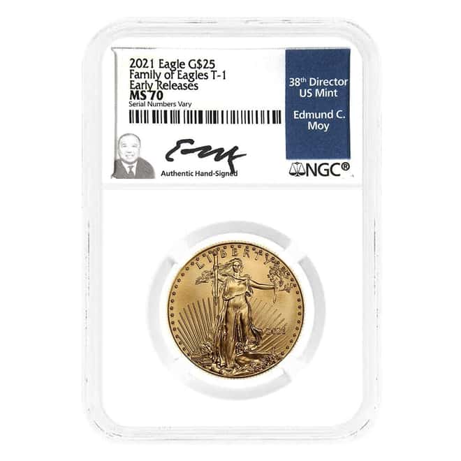 2021 1/2 oz Gold American Eagle Type 1 NGC MS 70 ER (Edmund C. Moy)
