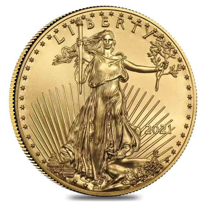 2021 1/4 oz Gold American Eagle $10 Coin BU