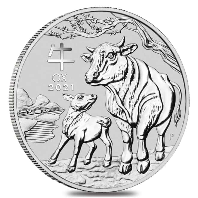 2021 1 Kilo Silver Lunar Year of The Ox BU Australian Perth Mint In Cap