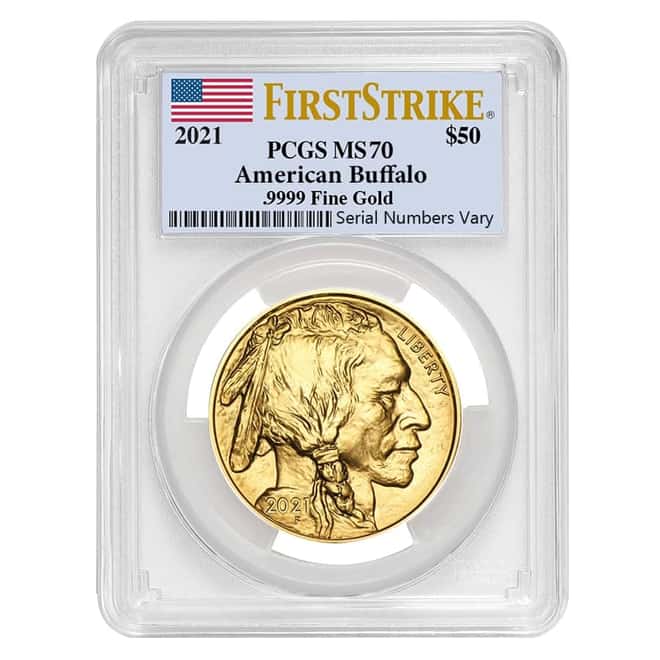 2021 1 oz $50 Gold American Buffalo PCGS MS 70 FS