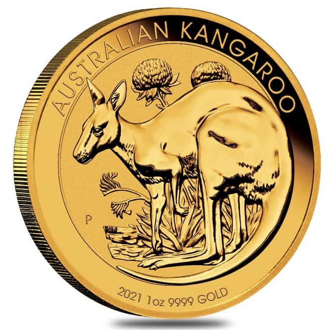 2021 1 oz Australian Gold Kangaroo Perth Mint Coin .9999 Fine BU In Cap