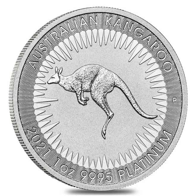 2021 1 oz Australian Platinum Kangaroo Perth Mint Coin .9995 Fine BU In Cap