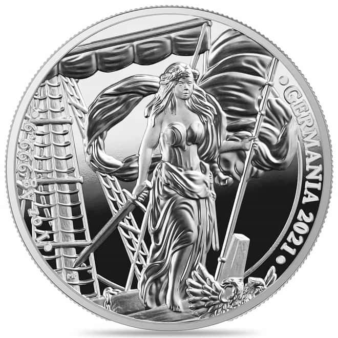 2021 1 oz Germania 5 Mark Proof Silver Coin .999 Fine
