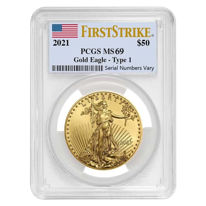 2021 1 oz Gold American Eagle PCGS MS 69 First Strike
