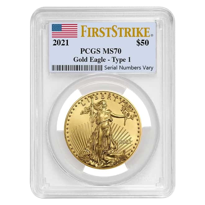 2021 1 oz Gold American Eagle PCGS MS 70 First Strike