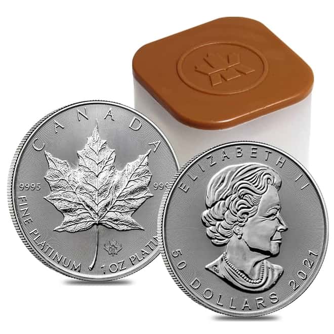 2021 1 oz Platinum Canadian Maple Leaf $50 Coin .9995 Fine BU