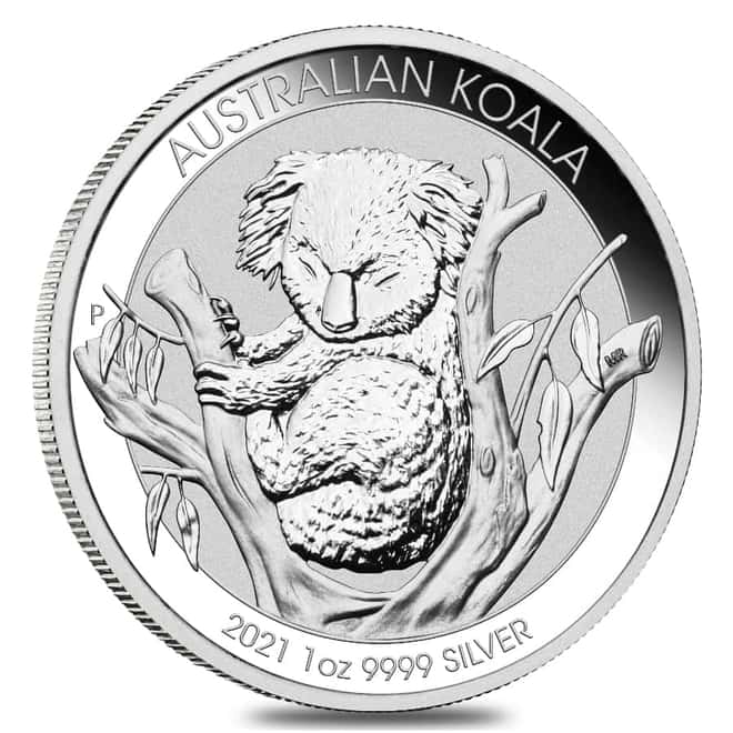 Roll of 20 - 2021 1 oz Silver Australian Koala Perth Mint .9999 Fine BU In Cap (Tube, Lot of 20)