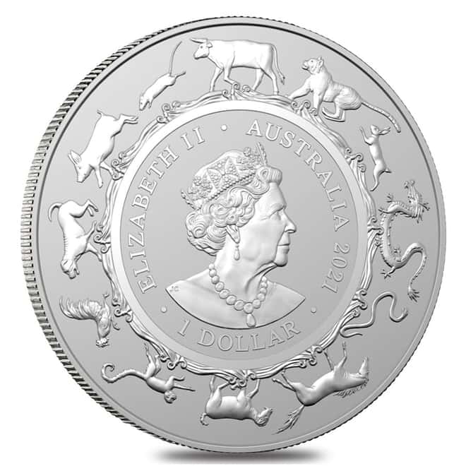 2021 1 oz Silver Lunar Year of the Ox Coin .999 Fine BU - Royal Australian Mint