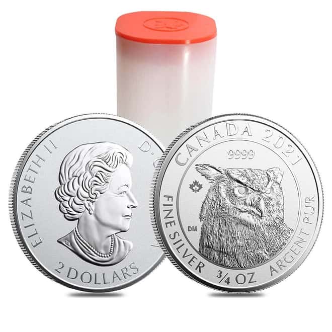 2021 3/4 oz Canadian Great Horned Owl Reverse Proof Silver Coin .9999 Fine