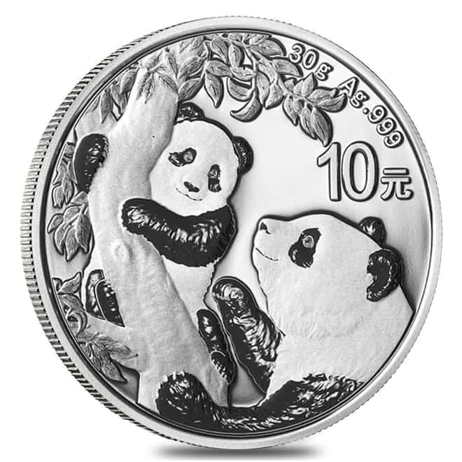 2021 30 gram Chinese Silver Panda 10 Yuan .999 Fine BU