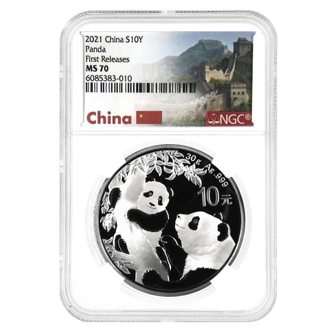 2021 30 gram Chinese Silver Panda 10 Yuan NGC MS 70 First Releases