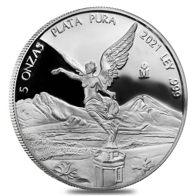 2021 5 oz Mexican Silver Libertad Coin .999 Fine Proof (In Cap)