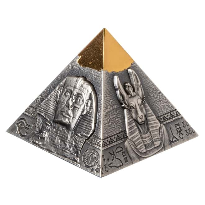 2021 5 oz Silver Pyramid 3-D Coin Djibouti .999 Fine (w/Box & COA)