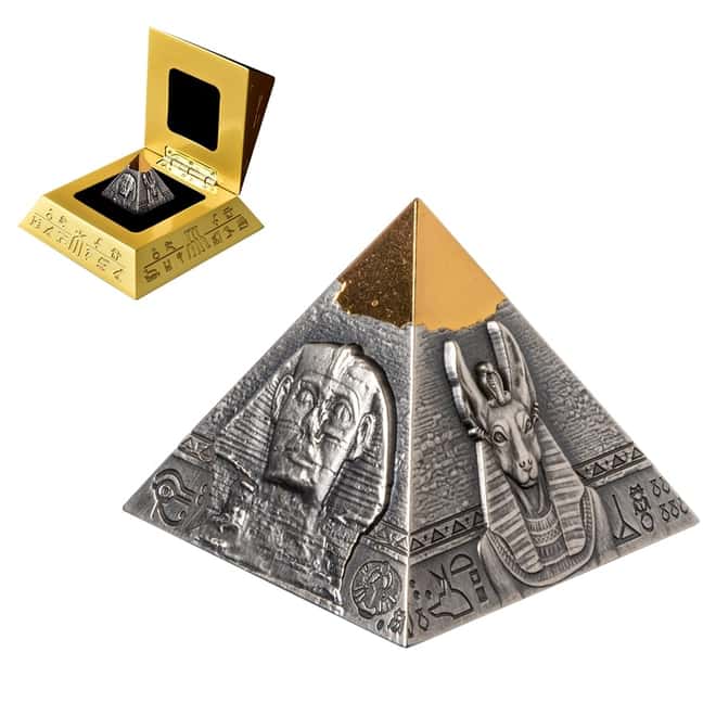 2021 5 oz Silver Pyramid 3-D Coin Djibouti .999 Fine (w/Box & COA)
