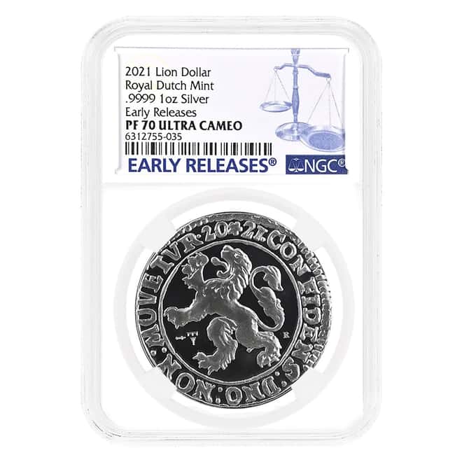 2021 Netherlands 1 oz Proof Silver Lion Dollar NGC PF 70 ER