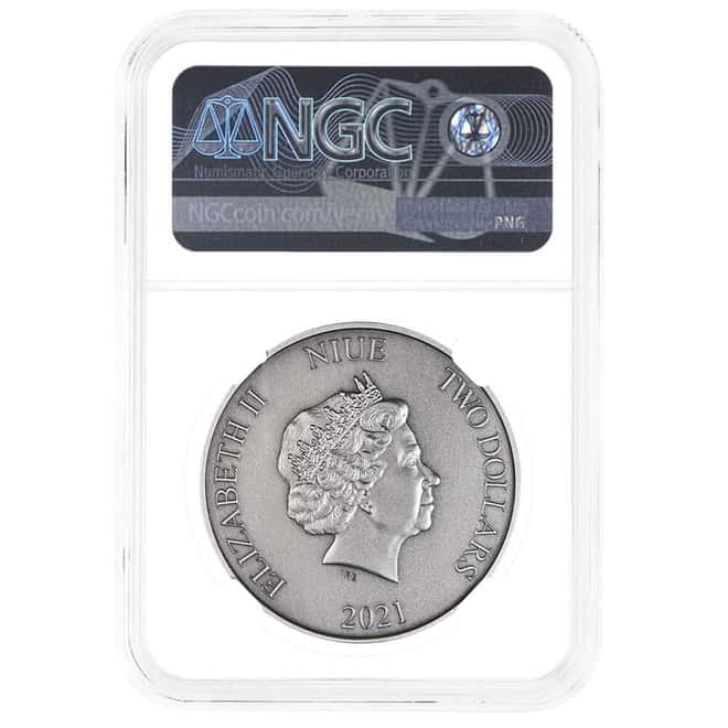 2021 Niue 1 oz DC Comics Batman 1997 Batmobile Antiqued Silver Coin NGC MS 70 FR