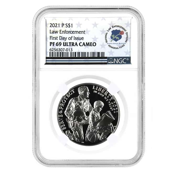 2021 P Law Enforcement $1 Proof Silver Dollar Commem NGC PF 69 FDOI