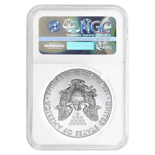 2021 (S) 1 oz Silver American Eagle $1 Coin NGC MS 70 FDOI (Trolley Label) Emergency Production
