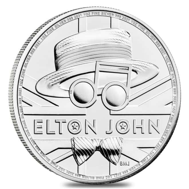 2021 Great Britain 1 oz Silver Music Legends Elton John Coin .999 Fine BU