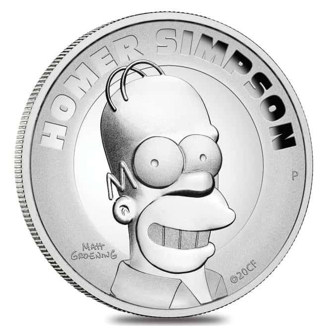 2021 Tuvalu 2 oz Proof Silver Homer Simpson High Relief Coin .9999 Fine (w/Box & COA)