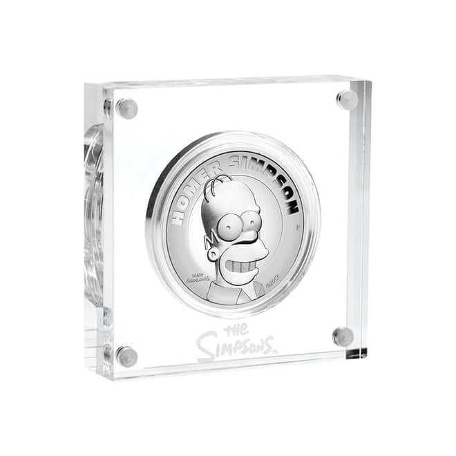 2021 Tuvalu 2 oz Proof Silver Homer Simpson High Relief Coin .9999 Fine (w/Box & COA)