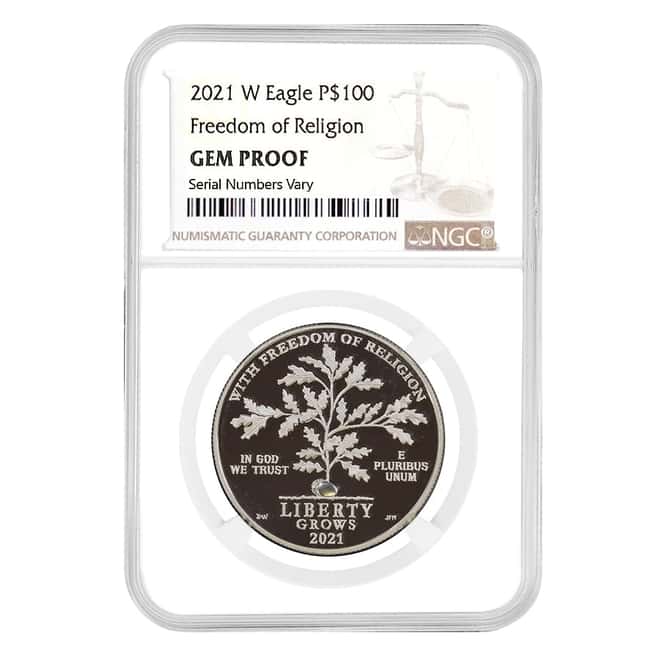 2021 W 1 oz Proof Platinum American Eagle Freedom of Religion NGC Gem Proof