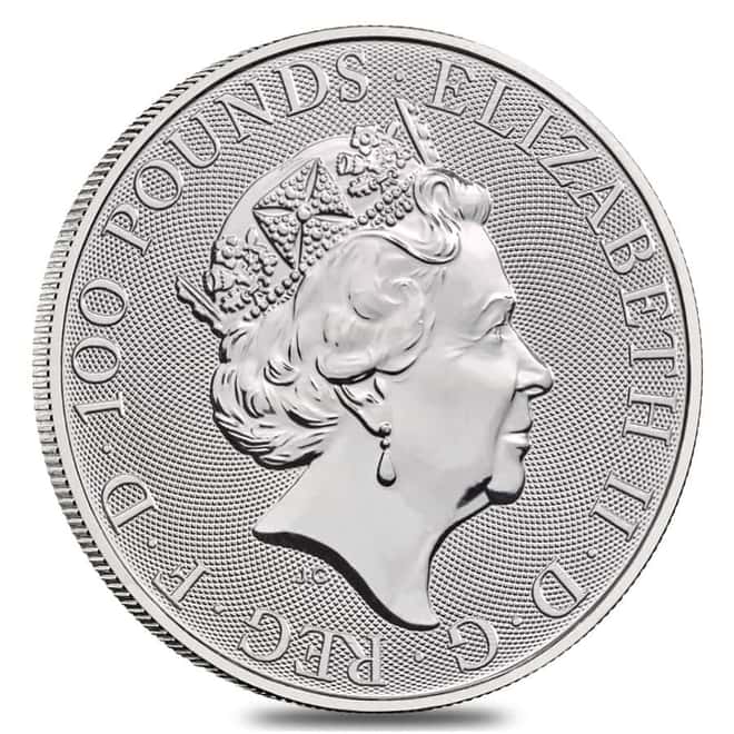 2021 Great Britain 1 oz Platinum Queen's Beasts White Lion of Mortimer Coin .9995 Fine BU