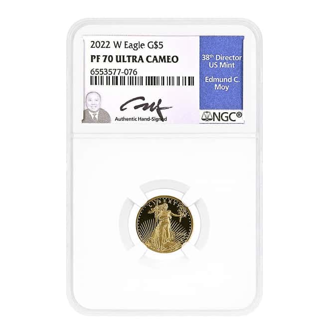 2022-W 1/10 oz $5 Proof Gold American Eagle NGC PF 70 UCAM (Edmund C. Moy)