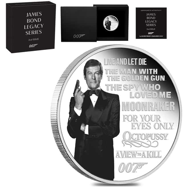 2022 1 oz Tuvalu James Bond Legacy Series Proof Colorized Silver Coin .9999 Fine (w/Box & COA)