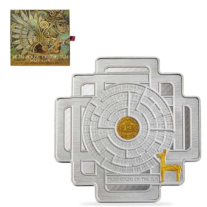 2022 1.5 oz Silver Incan House of Sun Maze Coin Solomon Islands .9999 Fine (w/Box & COA)