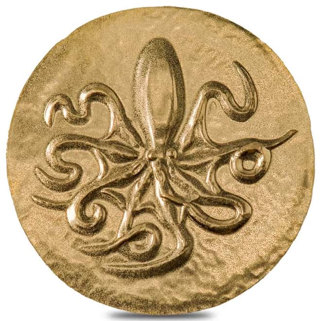 2022 1/2 gram Octopus Syracuse Gold Coin Cook Islands .9999 Fine