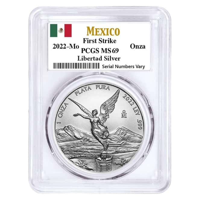 2022 1 oz Mexican Silver Libertad Coin PCGS MS 69 FS