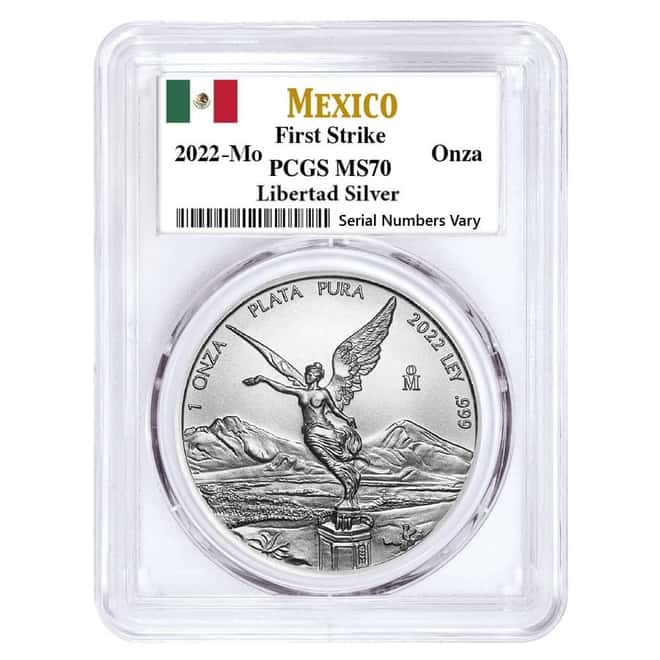 2022 1 oz Mexican Silver Libertad Coin PCGS MS 70 FS