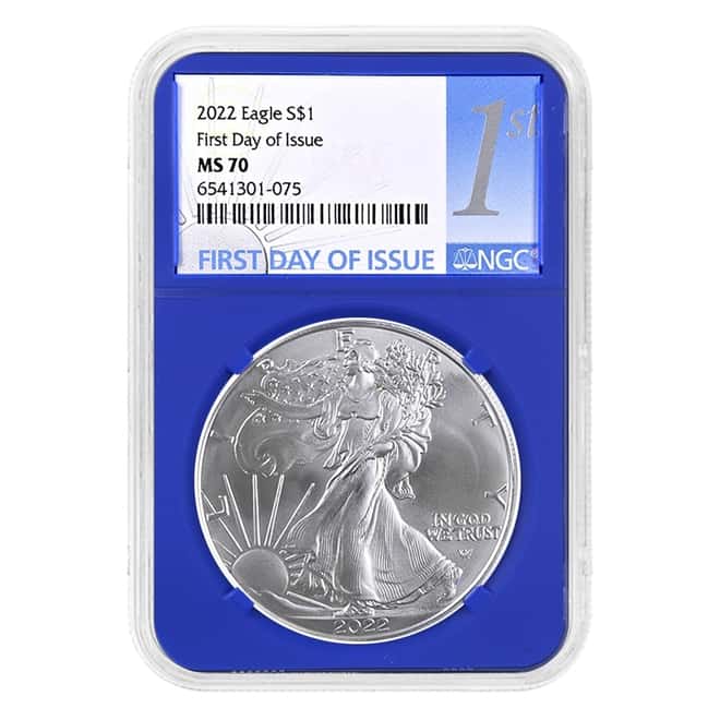2022 1 oz Silver American Eagle $1 Coin NGC MS 70 FDOI (Blue Core)