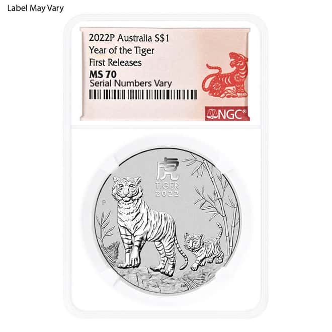 2022 1 oz Silver Lunar Year of The Tiger Australian Perth Mint NGC MS 70
