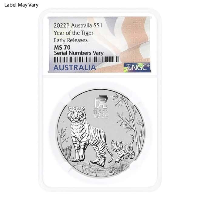 2022 1 oz Silver Lunar Year of The Tiger Australian Perth Mint NGC MS 70