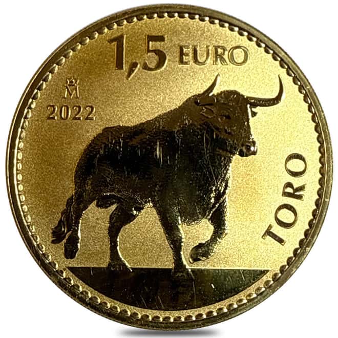 2022 1 oz Spain Bull Reverse Proof Gold Coin .9999 Fine