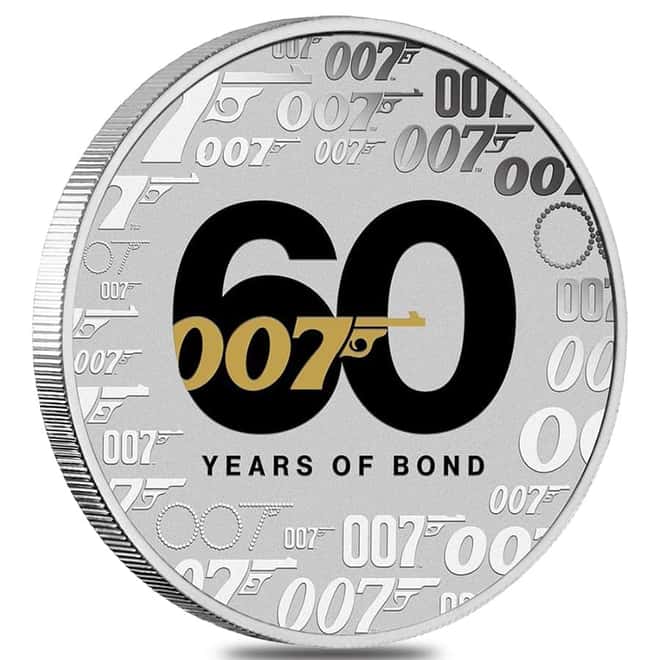 Roll of 20 - 2022 1 Oz Tuvalu James Bond - 60 Years Of Bond Colorized Silver Coin .9999 Fine BU