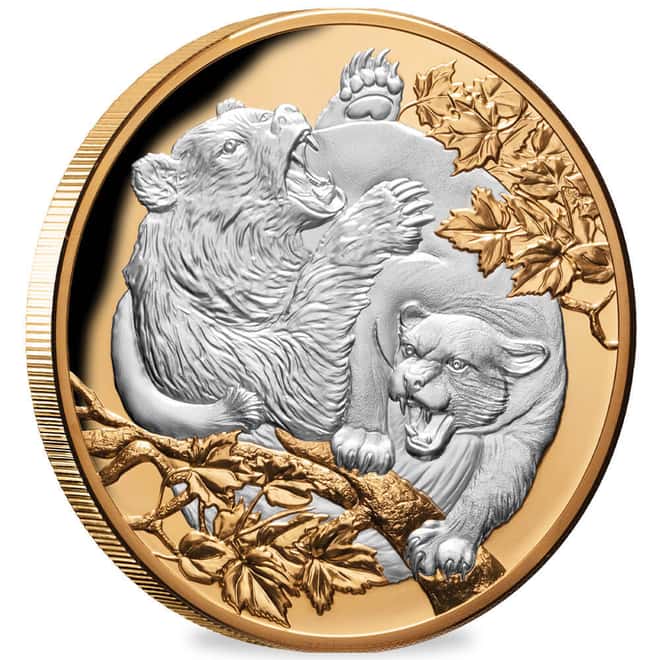 2022 5 oz Niue Apex Predators Cougar & Bear Proof Silver Coin