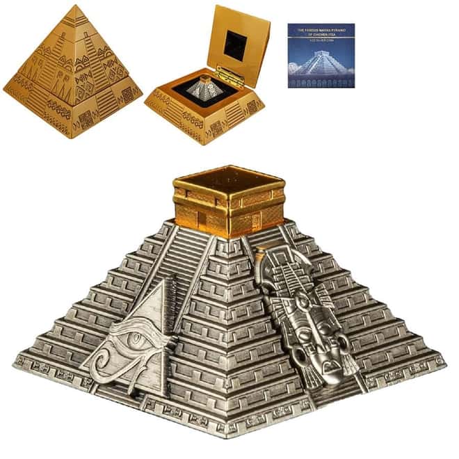 2022 5 oz Silver Mayan Pyramid 3D Shaped Coin Nicaragua .999 Fine (w/Box & COA)