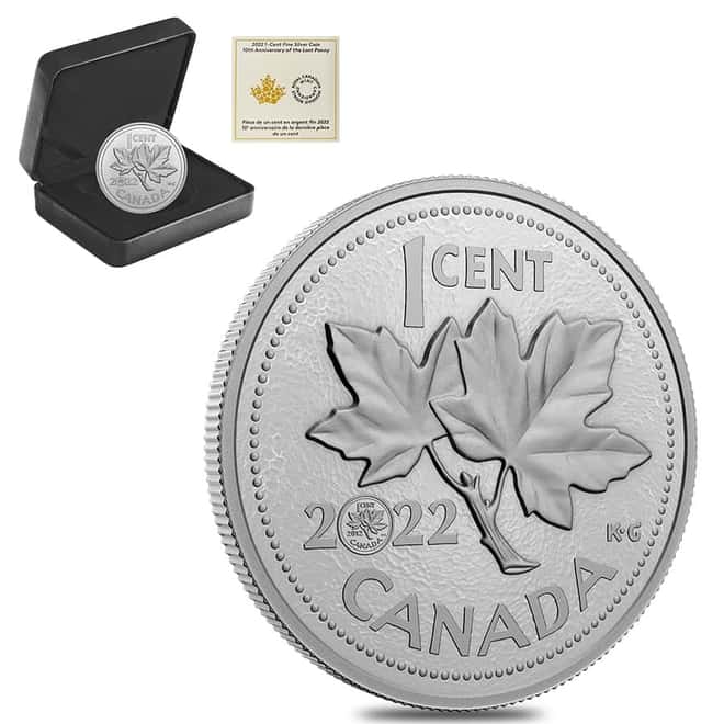 2022 Canada 5 oz Proof Silver Last Penny 10th Ann Coin .9999 Fine (w/Box & COA)
