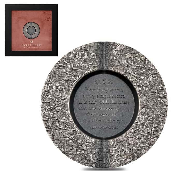 2022 Cook Islands 1 oz Secret Heart Silver Coin Antiqued .999 Fine (w/Box & COA)